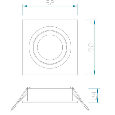 MANTRA BASICO EMPOTRABLE CUADRADO NEGRO ORIENTABLE