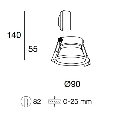 LEDSC4 DOME Ø90 Empotrable Negro