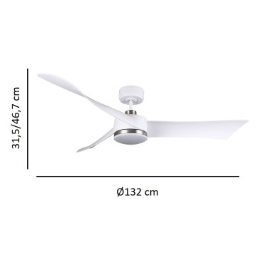 FABRILAMP TEMPEL 132CM Ventilador Blanco