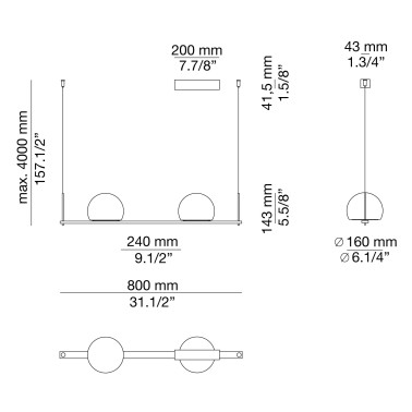 ESTILUZ CIRC T-3715S Colgante Negro