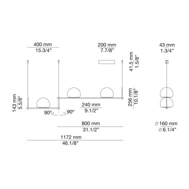 ESTILUZ CIRC T-3716S Colgante Negro