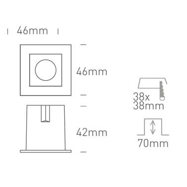 ONE LIGHT Empotrable de Techo 46x46 Blanco