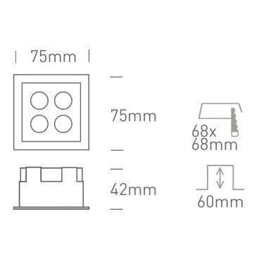 ONE LIGHT Empotrable Blanco Cuadrado 10W