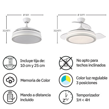 FABRILAMP ESPARTA 107CM Ventilador Blanco