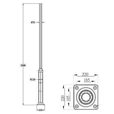 IBERLAMP POSTE Columna Farola 3m Antracita