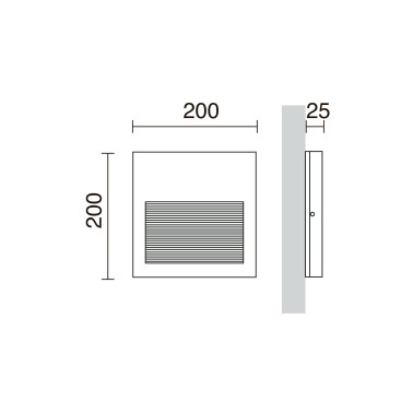 CRISTHER SLIM Square 200 Aplique Gris 3000K