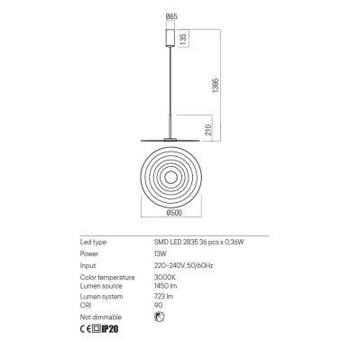 REDO LAKE Colgante Bermejo Mate