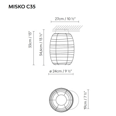 B.LUX MISKO C35 Plafón Negro