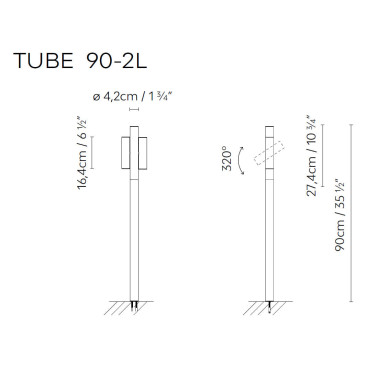 B.LUX TUBE 90-2L Baliza Caqui Satinado