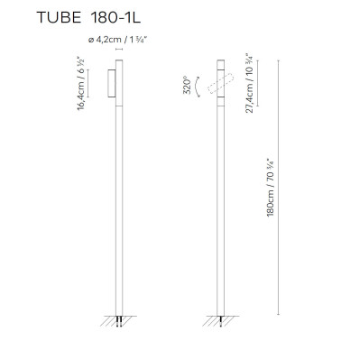 B.LUX TUBE 180-1L Baliza Corten