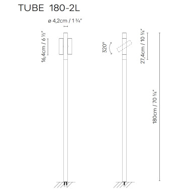 B.LUX TUBE 180-2L Baliza Caqui Satinado