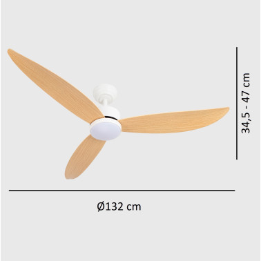 FABRILAMP GENIL 132CM Ventilador Blanco/Haya