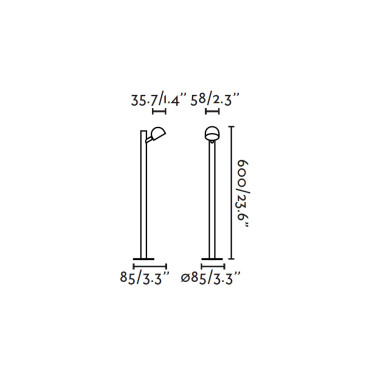 FARO BROT 600 Lámpara Baliza Negro