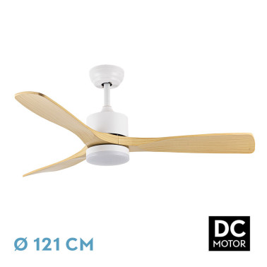 FABRILAMP AZABACHE 121CM Ventilador Blanco/Haya