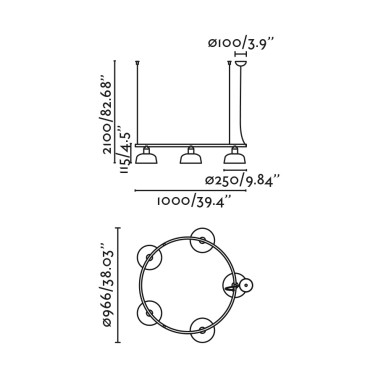 FARO TATAWIN M Colgante Circular Negro