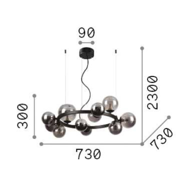 IDEAL LUX PERLAGE SP11 Colgante Fumé