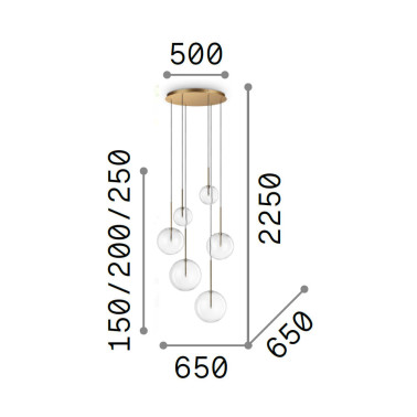 IDEAL LUX EQUINOXE SP6 Colgante Latón