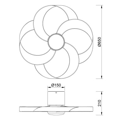 MANTRA ROSE Plafón Ventilador Negro