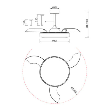 MANTRA ALASKA Plafón Ventilador Blanco