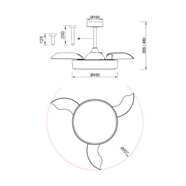 MANTRA ALASKA Mini Plafón Ventilador Blanco