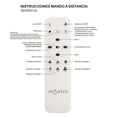 MANTRA MISTRAL Mini Plafón Ventilador Blanco-Madera