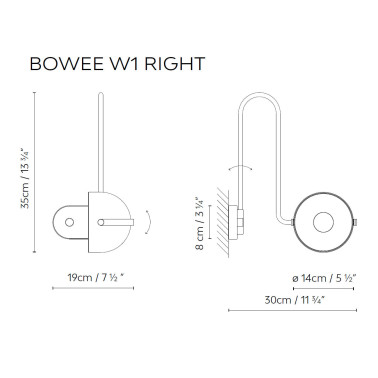 B.LUX BOWEE W1 Right Aplique Bronce Inglés