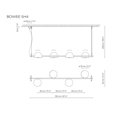 B.LUX BOWEE SH4 Colgante Lineal Bronce