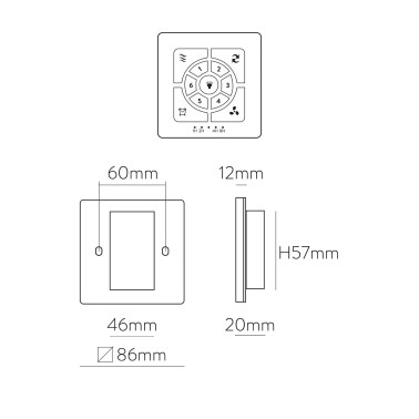 ACB Controlador de Pared Ventilador 2xAAA