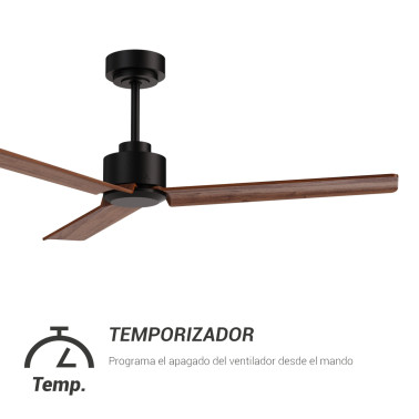 SULION ANNE Ventilador Negro Madera Natural Oscura