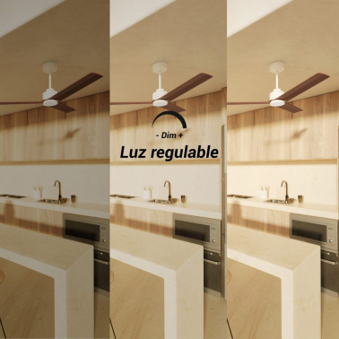 SULION ANNE LUZ Ventilador Blanco-Madera Oscura