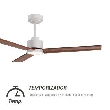 SULION ANNE LUZ Ventilador Blanco Madera Natural Oscura