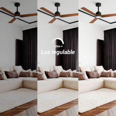 SULION ANNE LUZ Ventilador Negro-Madera Oscura