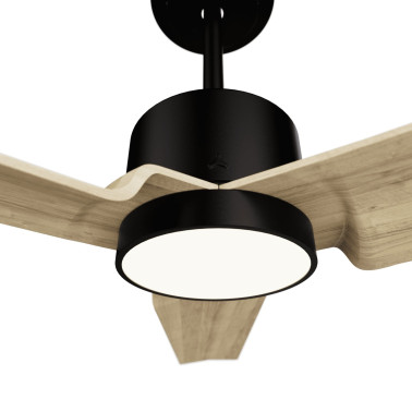 SULION ANNE LUZ Ventilador Negro Madera Natural