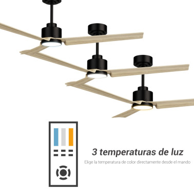 SULION ANNE LUZ Ventilador Negro Madera Natural