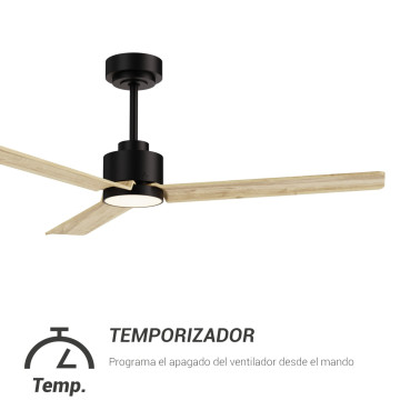 SULION ANNE LUZ Ventilador Negro Madera Natural