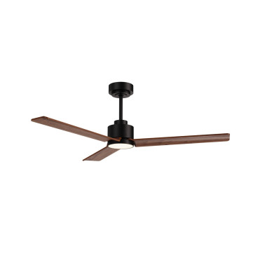 SULION ANNE LUZ Ventilador Negro Madera Natural Oscura