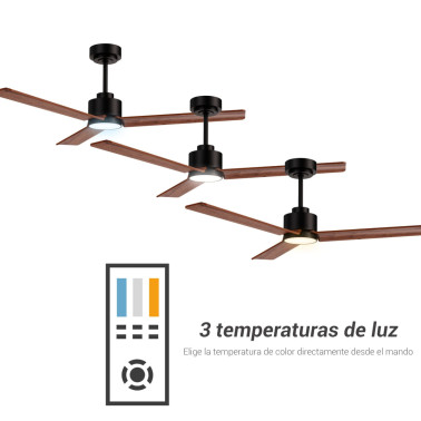 SULION ANNE LUZ Ventilador Negro Madera Natural Oscura