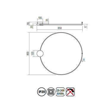 SMARTER ATOM 800 Plafón-Aplique Latón Mate