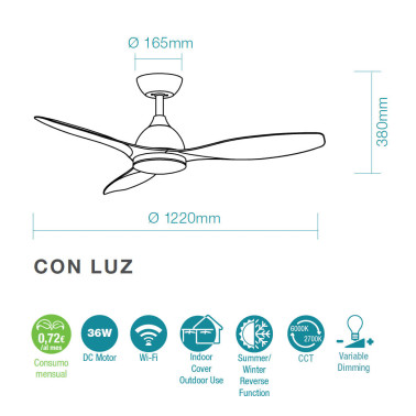 MARTEC ELITE DC LED Ventilador Negro WIFI