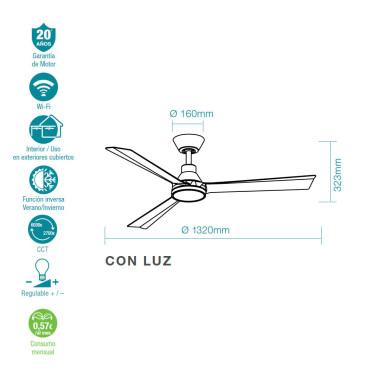 MARTEC RIVIERA DC LED Ventilador Blanco WIFI