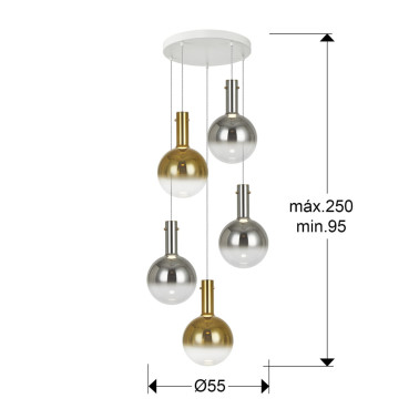 SCHULLER MATICES Colgante 5L Oro Espejado-Fumé