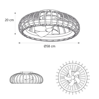 ALEMAR MILO Plafón Ventilador Bambú