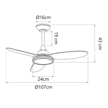 ALEMAR MAHON Ventilador Negro LED CCT RGB