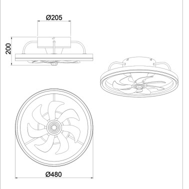 ALEMAR TOM Plafón Ventilador Rotativo Blanco