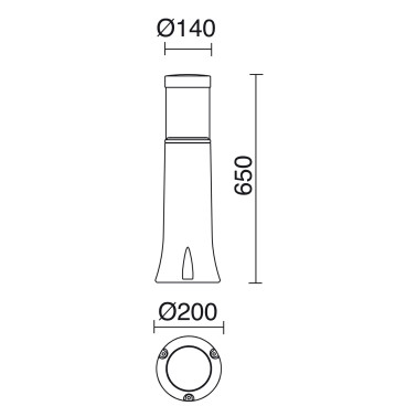 CRISTHER MIRCO 650 Transparente Baliza E27 Negro