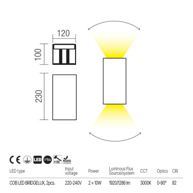 REDO VARY Aplique Doble Emisión Blanco 3000K