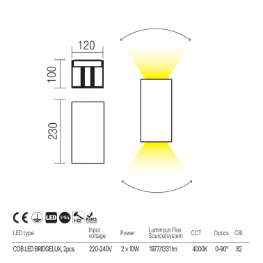 REDO VARY Aplique Doble Emisión Blanco 4000K