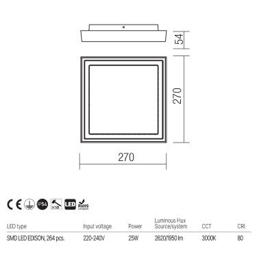 REDO BEZEL 270 Plafón Blanco 25W