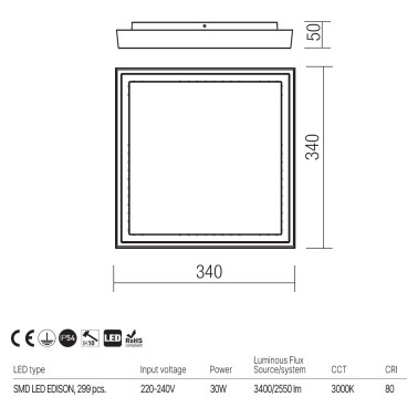 REDO BEZEL 340 Plafón Blanco 30W