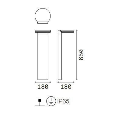 IDEAL LUX PATH Round Baliza Antracita 3000K